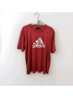 Vintage Adidas Mens T Shirt The Go-To Performance Tee Red XL Big Logo 90s